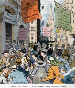 ウォール街がルイ・グラッケンズ1866-1933（画家）の切手を取引すれば、多少は役に立つかもしれない。1907年発行。 作： Louis Glackens