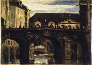 小橋とサン・チャールズ橋、1825年頃（油彩） 作： Louis Godefroy Jadin