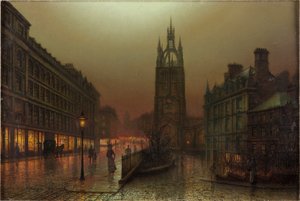 セントニコラスストリート、ニューカッスルアポンタイン、1902 作： Louis Grimshaw