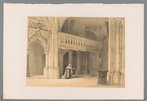 Biddende non in het Nonnbergklooster te Salzburg ザルツブルクのノネンベルク修道院の礼拝堂 (オブジェクトのタイトル) 作： Louis Haghe