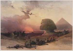 エジプトとヌビア、ボリュームIII：1849年、ギザでのSimoon-砂漠のアプローチ。 作： Louis Haghe