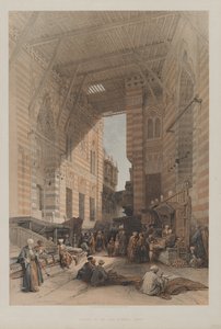 エジプトとヌビア、ボリュームIII：シルクマーサーのバザール、カイロ、1848年。 作： Louis Haghe