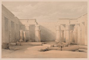エジプトとヌビア：ボリュームII-No. 18、メディネト・アブ、テーベ、1832年。 作： Louis Haghe