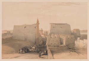 エジプトとヌビア：ボリュームII-No. 38、ルクソール神殿への大入口、1838年。 作： Louis Haghe