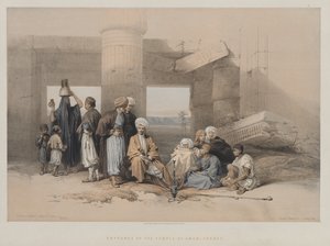 エジプトとヌビア、ボリュームII：アメン神殿の入口、テーベ、1847年。 作： Louis Haghe