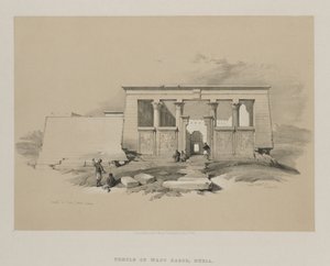 エジプトとヌビア、ボリュームII：ヌビアのワディダボッドにある寺院、1848年。 作： Louis Haghe