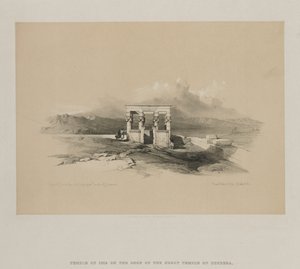 エジプトとヌビア、ボリュームII：デンデラ神殿の屋根にあるイシス神殿、1848年。 作： Louis Haghe
