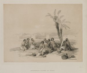 エジプトとヌビア、ボリュームI：1847年、コルティヌビアで休んでいるアビシニアンの奴隷。 作： Louis Haghe