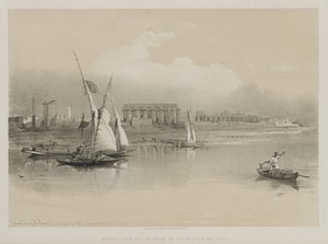 エジプトとヌビア、ボリュームI：ルクソールの遺跡の概観、ナイル川、1846年。 作： Louis Haghe