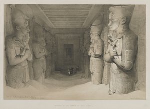 エジプトとヌビア、ボリュームI：アブーシンベル神殿の内部、1846年。 作： Louis Haghe