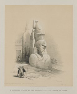エジプトとヌビア、ボリュームI：ラメセス2世の2つの巨大な像の1つ...、1847年。 作： Louis Haghe