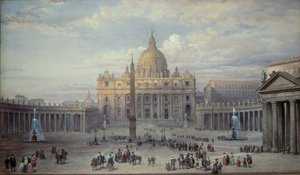 ローマのサンピエトロ大聖堂の外観、1868年 作： Louis Haghe