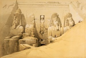 ヌビアのアブシンベル大神殿の正面立面図」エジプト、1849年 作： Louis Haghe
