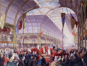 美術宝物展で皇太子殿下に挨拶を手渡すトーマス・フェアバーン卿、マンチェスター、1857年5月（紙に鉛筆、水彩、グワッシュ）