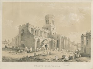 スタッフォード-セントメアリー教会：リトグラフ、1841年