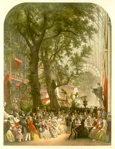 クリスタルパレスのトランセプト、1851年（色付きのリソ） 作： Louis Haghe