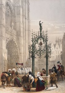 Well of Quentin Matsys、アントワープ、「Hagheのスケッチのポートフォリオ：ベルギー、ドイツ」のシート1、1845-55年 作： Louis Haghe