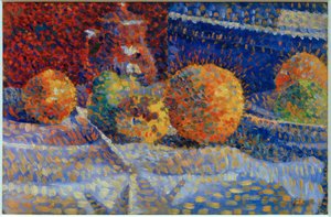 オレンジのある静物 作： Louis Hayet