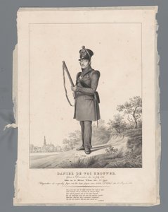 ダニエル・デ・ヴォス・ブリューワー。 1770 年 7 月 30 日、デーフェンター生まれ。ウィリアム勲章第 4 階級の騎士。 1831 年 8 月 2 日、ヴァン ダムのハンター隊と共にボランティア ハンターとして出発 作： Louis Henri de Fontenay
