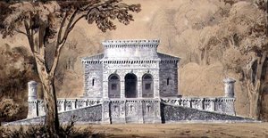 帝国憲兵隊の眺め、1825年頃（紙にペン、インク、水彩） 作： Louis Hippolyte Lebas