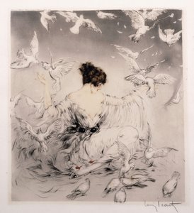 ハトを持つ少女 作： Louis Icart