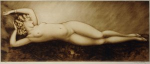 Repose、1934年頃（エッチングとドライポイント、カラー印刷） 作： Louis Icart