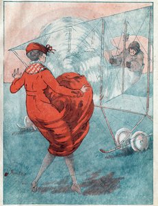 順風：ヘリスの詮索。 1916 年 5 月の雑誌「ル・ファンタジオ」に掲載されたルイ・イカール (1888-1950) の挿絵。