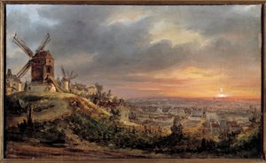 モンマルトルから見たパリ。ルイ・ジャック・マンデ・ダゲール（1787-1851）の絵 作： Louis Jacques Mande Daguerre