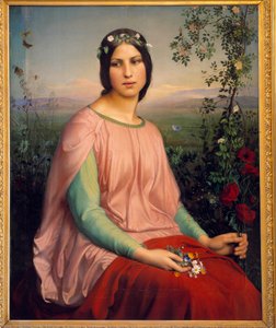 野の花。アンヌ・フランソワ・ルイ・ジャンモ（1814-1892）の絵画 作： Louis Janmot