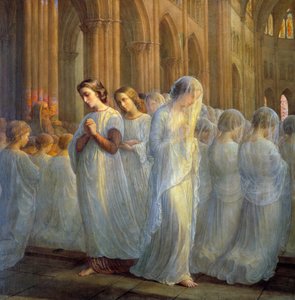 魂の詩;初聖体。アン・フランソワ・ルイ・ジャンモによる絵画（1814-1892） 作： Louis Janmot