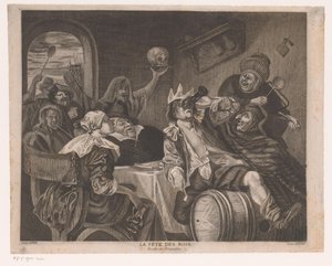 王冠をかぶった酒飲みの男性とのパーティー会社 La fete des rois (オブジェクトのタイトル) エピファニーパーティー 作： Louis Jaugey