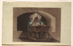 素描《カリアティードとライオンを配したエジプト風墓所》1779-84年頃