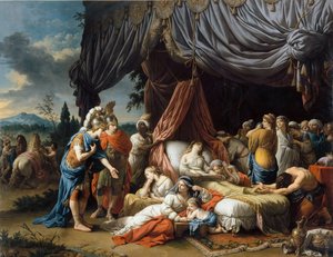 ダリウス3世の妻の死の床でのアレクサンドル大王とヘファスティオン 作： Louis Jean François Lagrenée