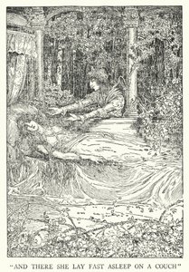 "And there she lay fast asleep on a couch" (litho) 作： Louis John Rhead
