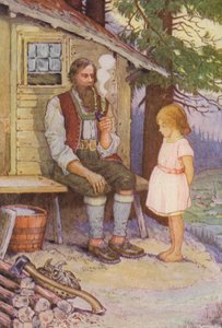 ヨハンナ・スピリ作『ハイジ』の挿絵（カラーリトグラフ） 作： Louis John Rhead