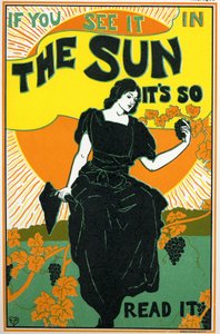 文学の話新聞「The Sun」。ルイ・ルヘッドのポスター（アメリカ、1890年頃）（ポスター 作： Louis John Rhead