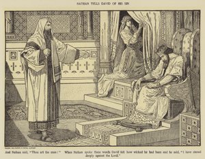 ネイサンはダビデに自分の罪を告げる 作： Louis John Rhead
