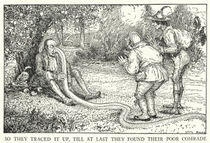 そして、それを辿っていくと、ついに哀れな仲間を見つけたのである。 作： Louis John Rhead