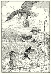 ワシとジャクドー（リトグラフ） 作： Louis John Rhead