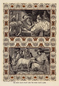 金持ちのご馳走と貧乏人の子羊（リトグラフ） 作： Louis John Rhead