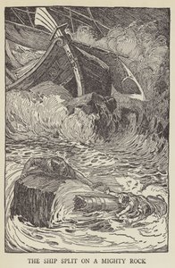 船は強大な岩の上で割った 作： Louis John Rhead