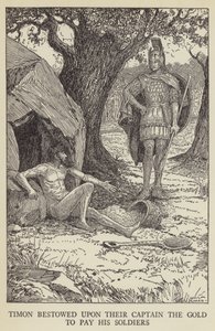 ティモンはキャプテンに金を与えて兵士に支払う 作： Louis John Rhead