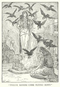 "Twelve ravens came flying down" (litho) 作： Louis John Rhead