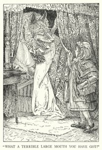"なんて恐ろしい大口を開けているんだ！"(リトグラフ) 作： Louis John Rhead