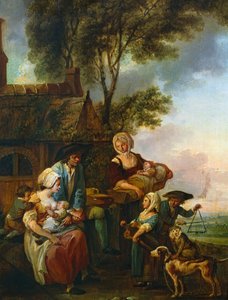 ハーディ・ガーディ奏者 作： Louis Joseph (1731 98) Watteau