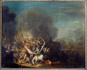 ルイ・ジョセフ・ワトー・ディット・ワトー・ド・リル（1731-1798）の戦闘シーンの絵 作： Louis Joseph  Watteau