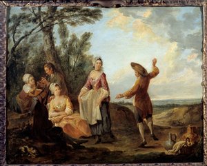 素朴なダンス。ルイ・ジョセフ・ワトー「ワトー・ド・リル」（1731-1798）の絵画