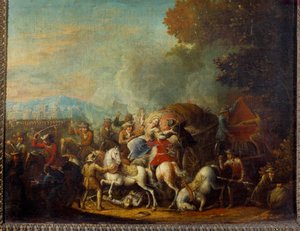 山賊による荷車の襲撃 ルイ・ジョセフ・ワトー・ディット・ワトー・ド・リル（1731-1798）による絵画 18世紀 ランス、ボザール美術館（Musee des Beaux Arts