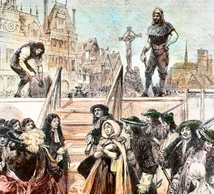 毒殺の罪で宣告された侯爵夫人マリー・マドレーヌ・ドーブレイの処刑。Louis Daudenarde (d.1907)によるエングレーヴィング - 毒殺刑に処せられたブランヴィリエ侯爵夫人Marie Madeleine Dreux d