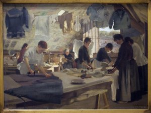 トルヴィルにあるリッパーの工房。ルイ・ジョセフ・アントニッセン（1849-1913）の絵画、油彩、キャンバス 作： Louis Joseph Anthonissen